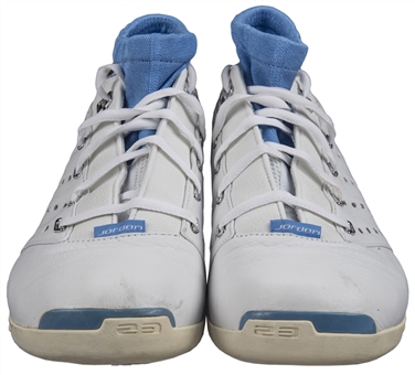 2001-2002 Michael Jordan Game Used & Signed Pair of Jordan Sneakers (Referee LOA & PSA/DNA)